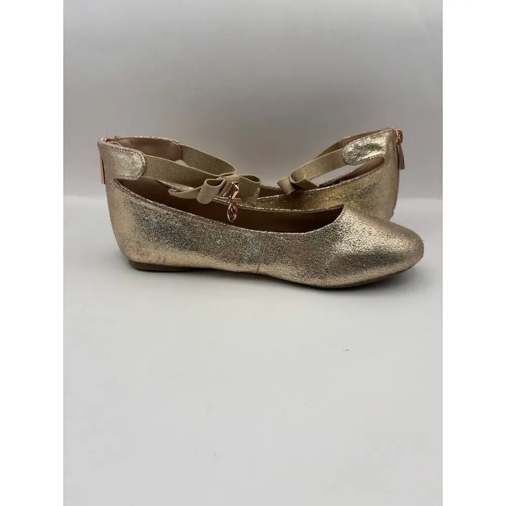 Michael Kors Kenyah Kay Rose Gold Ballet Flats Girls Size 5